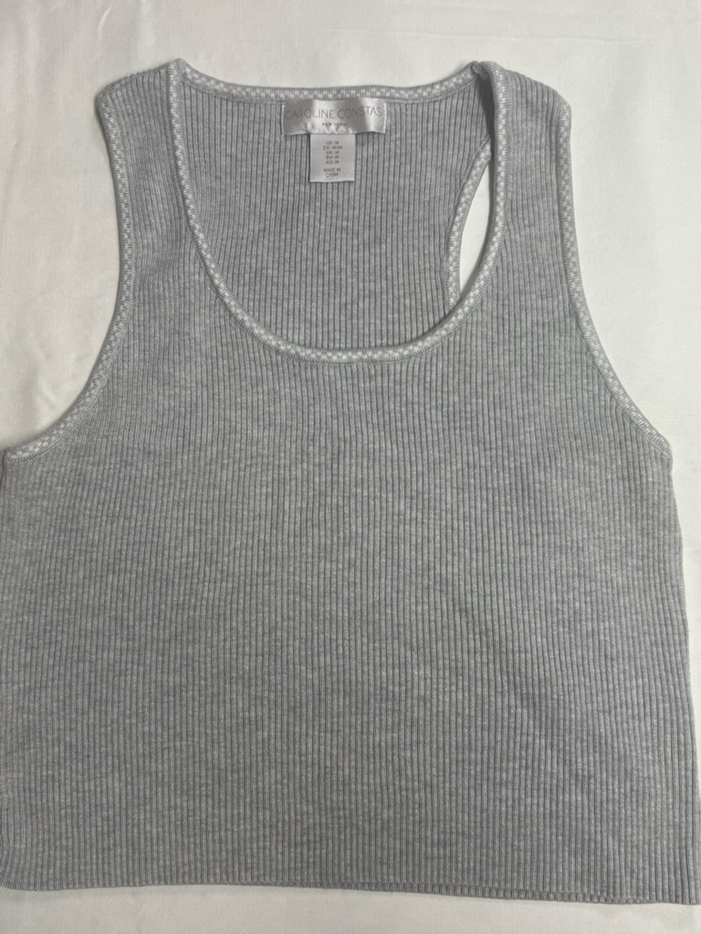 Caroline Constas Silver Ribbed Tank